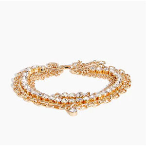 NWT J. Crew Gold Bracelets W/Rhinestones  - Set-Of-Five